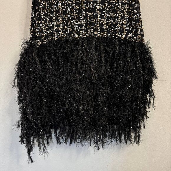 ASOS Sequin Feather Mini Dress Size 6 Party Cocktail Night Out - Picture 3 of 8
